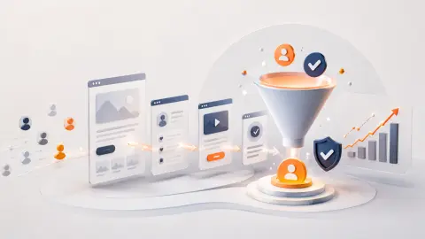 usiness website interface showing visitor engagement, conversion growth, calls to action and customer activity.